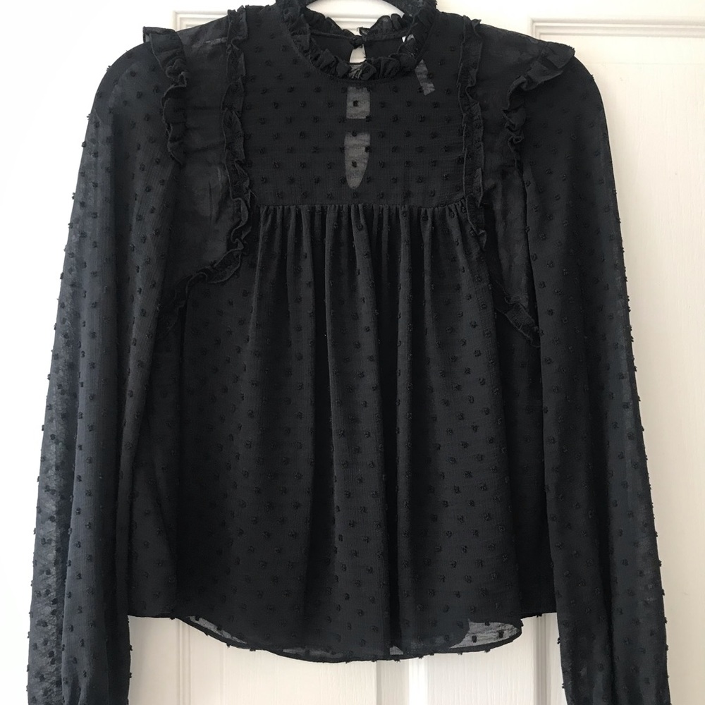 Zara Black Ruffle Blouse